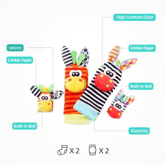 Infant bed bell baby kids plush Toddler Baby Handbell Ring Bell socks Toy Jungle - Picture 10 of 16